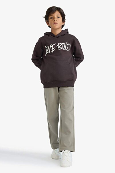 DeFacto Boy's Hooded Printed Soft Fleece Sweatshirt E9598A825Au