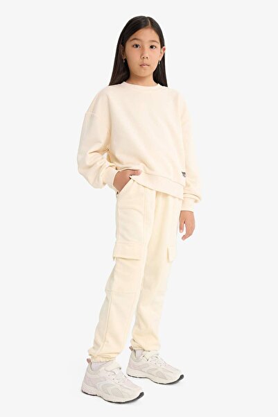 DeFacto Girls' Elastic Waist Cargo Jogger Sweatpants E6928A825Au