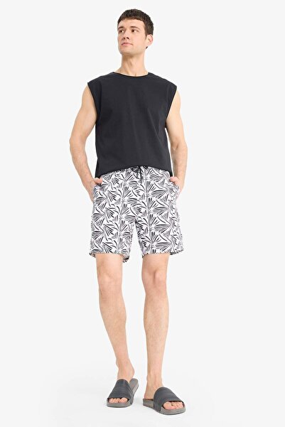 DeFacto Regular Fit Desenli File Astarlı Kısa Boy Deniz Şortu E0948AX25HS