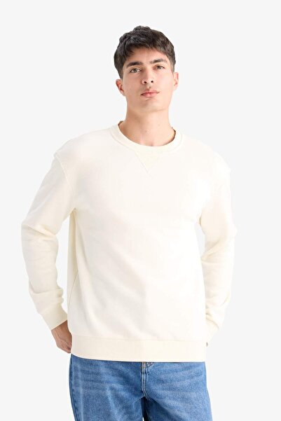 DeFacto Regular Fit Bisiklet Yaka Basic Düz Kalın Sweatshirt T3777AZ25AU