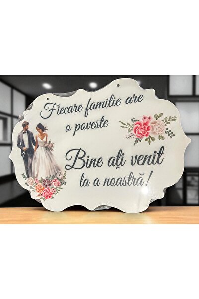 OEM Placuta Bine ati venit la povestea noastra, ROZ, 60x40cm, MDF