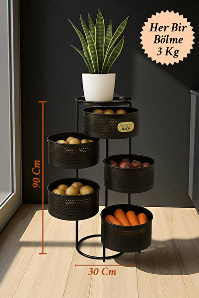 İnterlife 5 Katlı Patates ve Soğan Sepeti Patateslik Soğanlık Sebzelik Paslan...