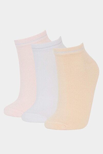 DeFacto Women's Seamless 3-Piece Bamboo Booties Socks B8452Axns