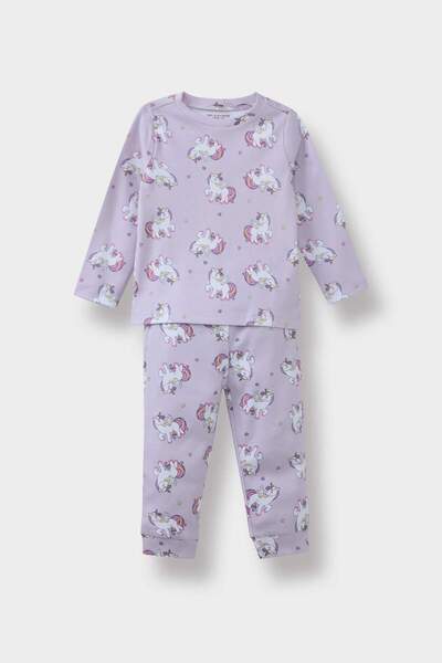 DeFacto Baby Girls Pajamas Set Unicorn Printed Long Sleeve Top Long Bottom F0632A525Au