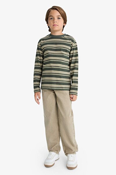 DeFacto Erkek Çocuk Bisiklet Yaka Çizgili Uzun Kollu Tişört G1818A825AU