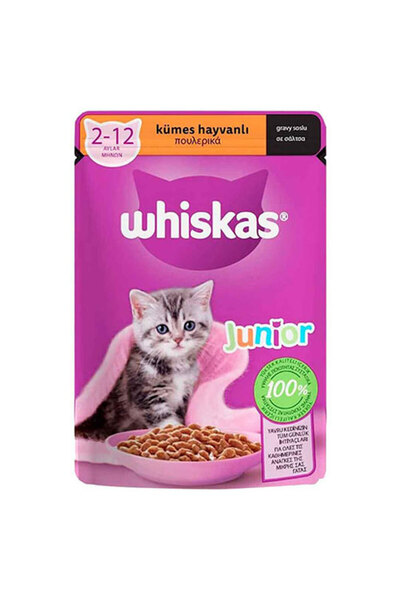 Whiskas Pouch Sos İçinde Kümes Hayvanlı Yavru Kedi Konservesi 28 Adet 85 Gr
