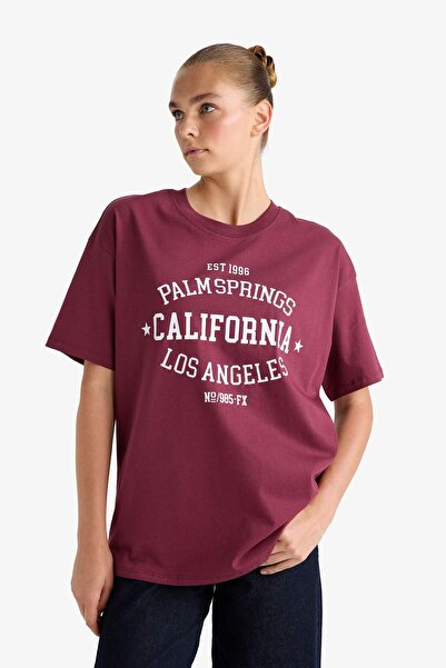 DeFacto Übergroßes, weit geschnittenes T-Shirt mit Rundhalsausschnitt und bedruckten kurzen Ärmeln G1881AX25AU