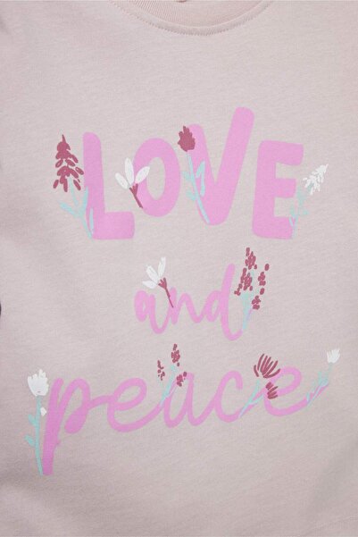 DeFacto Baby Girl Crew Neck Printed Long Sleeve T-Shirt E9195A525Au