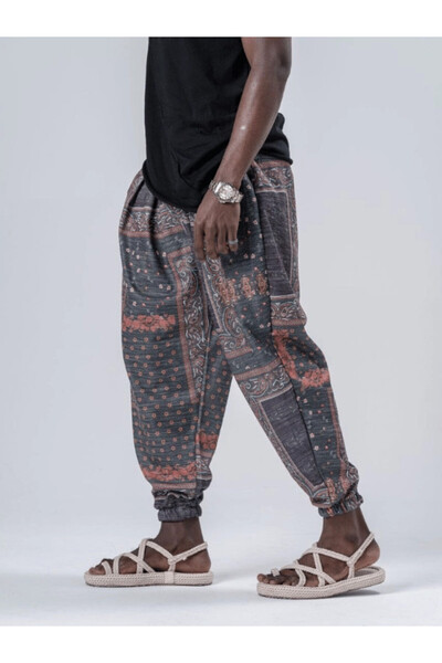 hazelin Чоловічі штани-джоггери з еластичним поясом і манжетами, з ефектом ефекту «зелений смарагд» HZL24S-MXC8989-193