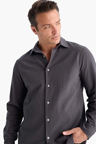 DeFacto Regular Fit Polo Yaka Pamuklu Uzun Kollu Gömlek E7741AX25AU