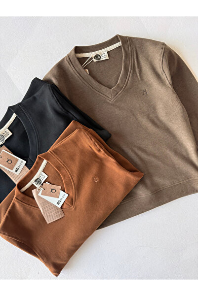 rg kidsstore Мъжка блуза с V-образно деколте - Солун Блуза с трикотажен яка от плат за училище и ежедневно носене_RG3365