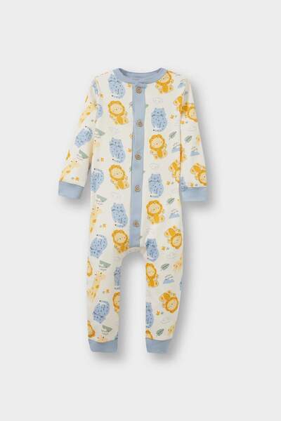 DeFacto Baby Boy Newborn Safari Printed Long Sleeve Romper F2209A525Au