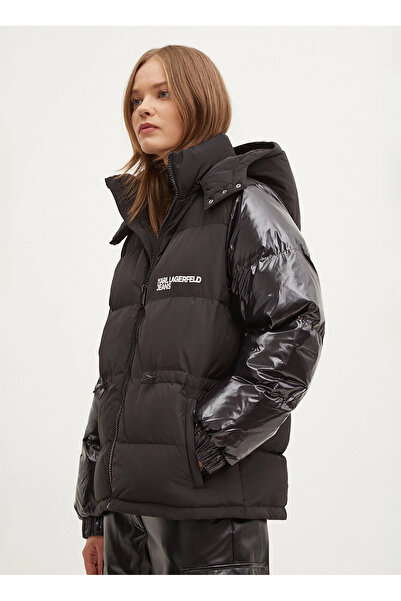 Karl Lagerfeld Dik Yaka Siyah Kadın Mont 245J1506