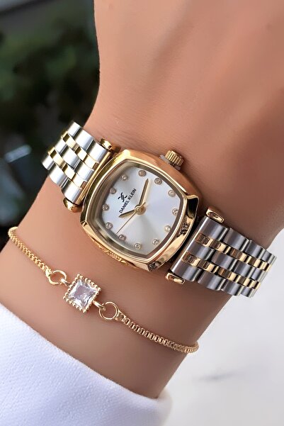 Daniel Klein Small Case Women's Watch with Steel Cord Bracelet Gift