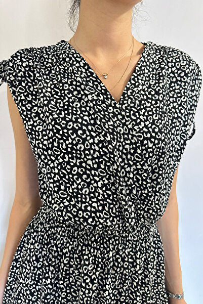 CİDDE Γυναικείο φόρεμα Seersucker με στάμπα με διπλό στήθος και ώμους