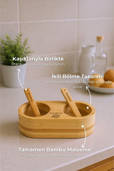 Bambum Naumi 2 Compartment Spice Rack with Spoon