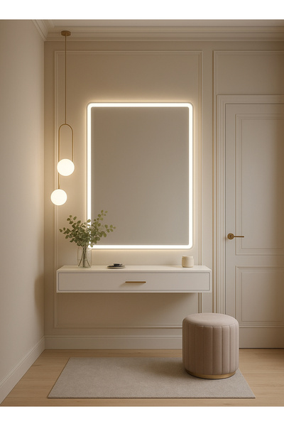 Taimi Wall Mirror 60x40cm-Elegant Design Mirror with 3-Front and Back Light Levels for Makeup,Decor