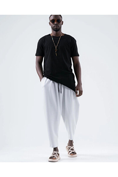 hazelin Чоловічі білі штани з шнурком на талії, прямий крій, з кишенями, спортивний костюм HZL24S-MXC8948-26