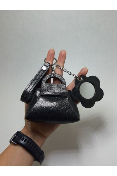 yedideri سلسلة مفاتيح ومرآة على شكل جلد طبيعي |   حالة سماعة الرأس الصغيرة | ...