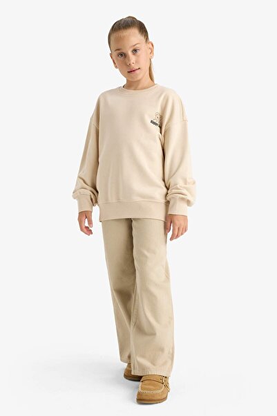DeFacto Girl's Oversize Wide Fit Crew Neck Printed Sweatshirt E6755A825Au