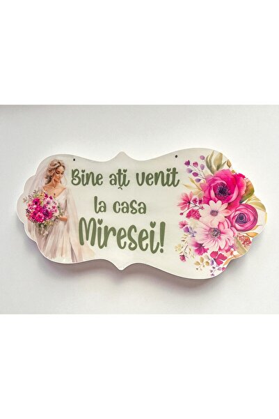OEM Placuta Bine ati venit la casa Miresei, 67x31cm, MDF, ROZ