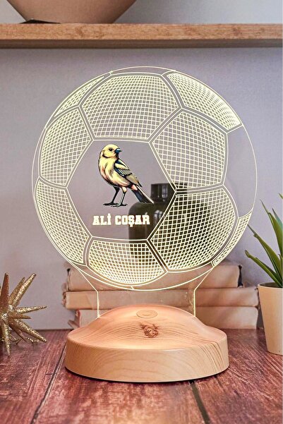 SEVGİLAMBASI Futbol Topu Tasarımlı Kanarya Taraftar Hediyesi, Kişiye Özel LED...