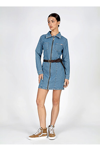 Lee Cooper Classic Collar Plain Blue Standard Women's Dress 251 Lcf 144001 Bella Denim