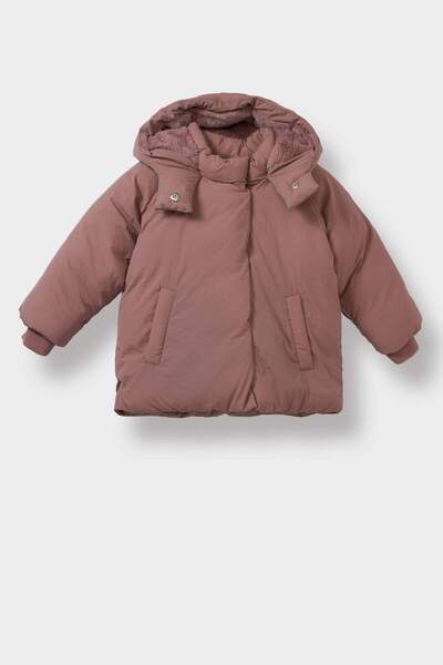 DeFacto Baby Girl Hooded Puffer Coat with Pockets, Snap Fasteners and Zipper C5301A525Au