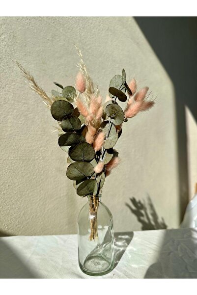 Mabeya Cam Vazoda Çiçek Buketi, Bohem Ev Dekorasyonu, Kahve Sunumu, Söz Tepsisi Çiçeği 1 Adet