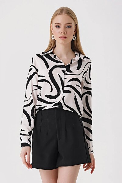 hazelin Women's White Patterned Fit Viscose Shirt Hzl23W-Bd137851