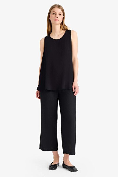 DeFacto Culotte High Waist Short Length Linen Blended Pants E7962Ax25Sp
