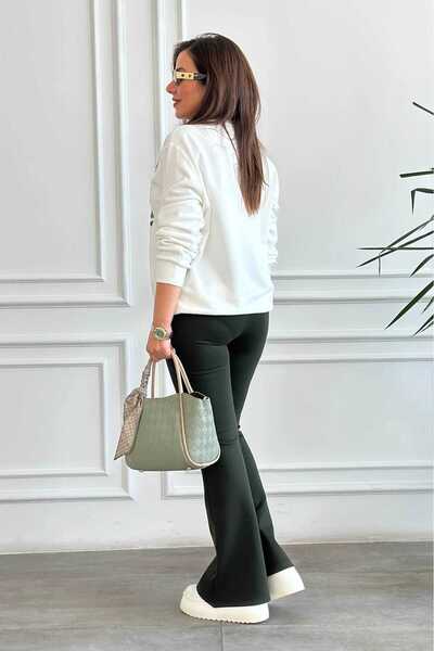 My-o İspanyol Paça Çelik İnterlok Örme Pantolon Tayt S-3XL