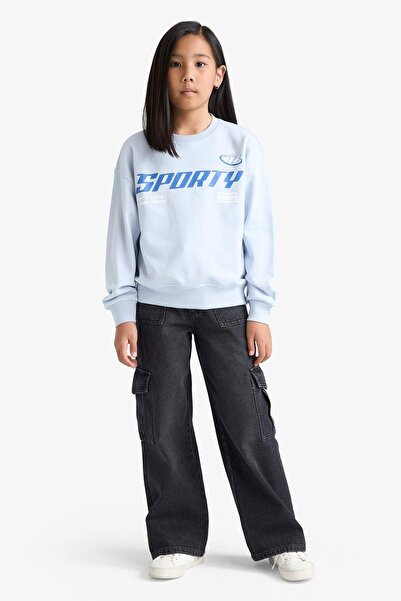DeFacto Φούτερ με στάμπα για κορίτσια Relax Fit Crew Neck E6760A825AU