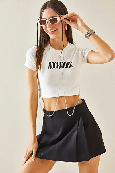 hazelin Білий ROCKMORE Жіночий кроп-топ з принтом - Ланцюжок HZL24S-DSB120281