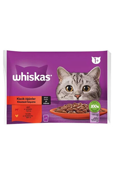 Whiskas Pouch Sos İçinde Sığırlı ve Tavuklu Yetişkin Kedi Konservesi 4 Adet 85 Gr