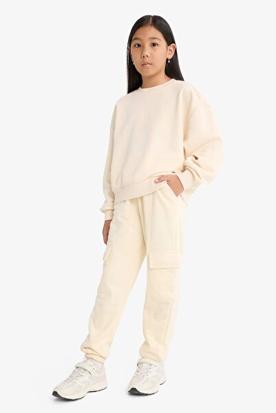 DeFacto Girls' Elastic Waist Cargo Jogger Sweatpants E6928A825Au