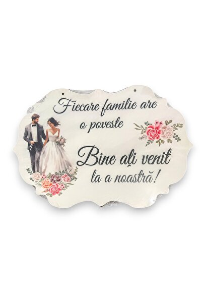 OEM Placuta Bine ati venit la povestea noastra, ROZ, 60x40cm, MDF