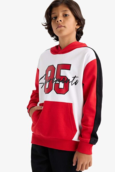 DeFacto Erkek Çocuk 2'li Takım Kapüşonlu Baskılı Sweatshirt Eşofman Altı F2505A825AU