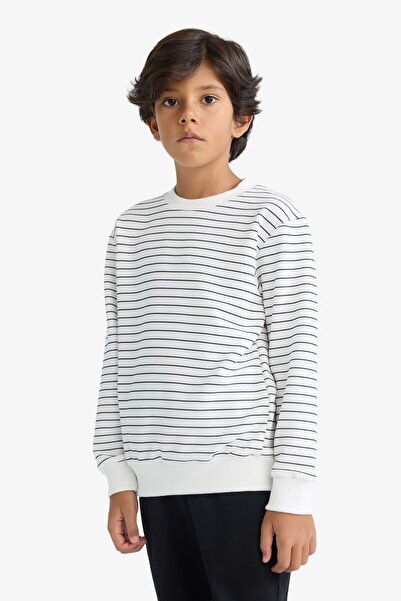 DeFacto Boy's Crew Neck Striped Sweatshirt G2555A825Au