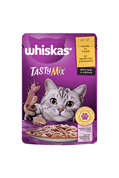 Whiskas Pouch Tastymix Sos İçinde Kuzulu ve Hindili Yetişkin Kedi Konservesi ...