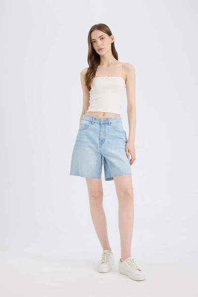 DeFacto High Waist Jean Bermuda Shorts E0704Ax25Sm