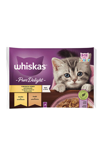 Whiskas Pouch Pure Delight Jöle İçinde Tavuklu ve Hindili Yavru Kedi Konserve...