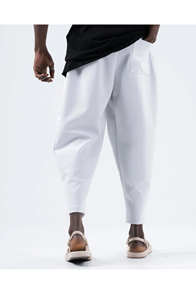 hazelin Чоловічі білі штани з шнурком на талії, прямий крій, з кишенями, спортивний костюм HZL24S-MXC8948-26