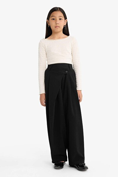 DeFacto Girl's Baggy Fit Wide Leg Gabardine Trousers G1622A825Au