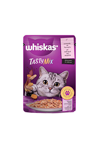 Whiskas Pouch Tastymix Sos İçinde Somonlu ve Havuçlu Yetişkin Kedi Konservesi...