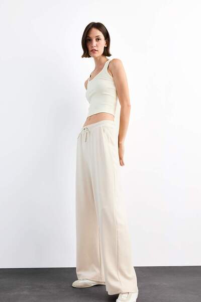 DeFacto Relax Fit Elastic Waist Straight Leg Modal Trousers G1086Ax25Sm