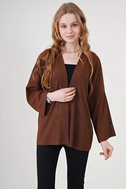 hazelin Жіночий коричневий відкритий комір з текстурованою тканиною, сезонний...
