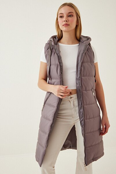 hazelin Жіночий довгий пуховик з капюшоном і підкладкою HZL22W-BD151401