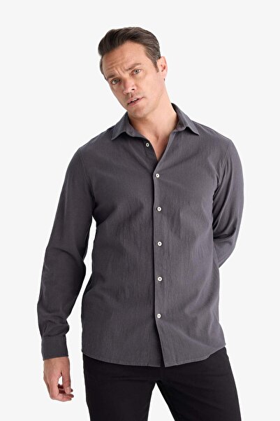 DeFacto Regular Fit Polo Yaka Pamuklu Uzun Kollu Gömlek E7741AX25AU