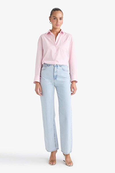 DeFacto Overshirt Fit Çizgili Poplin Uzun Kollu Gömlek G0982AX25SP